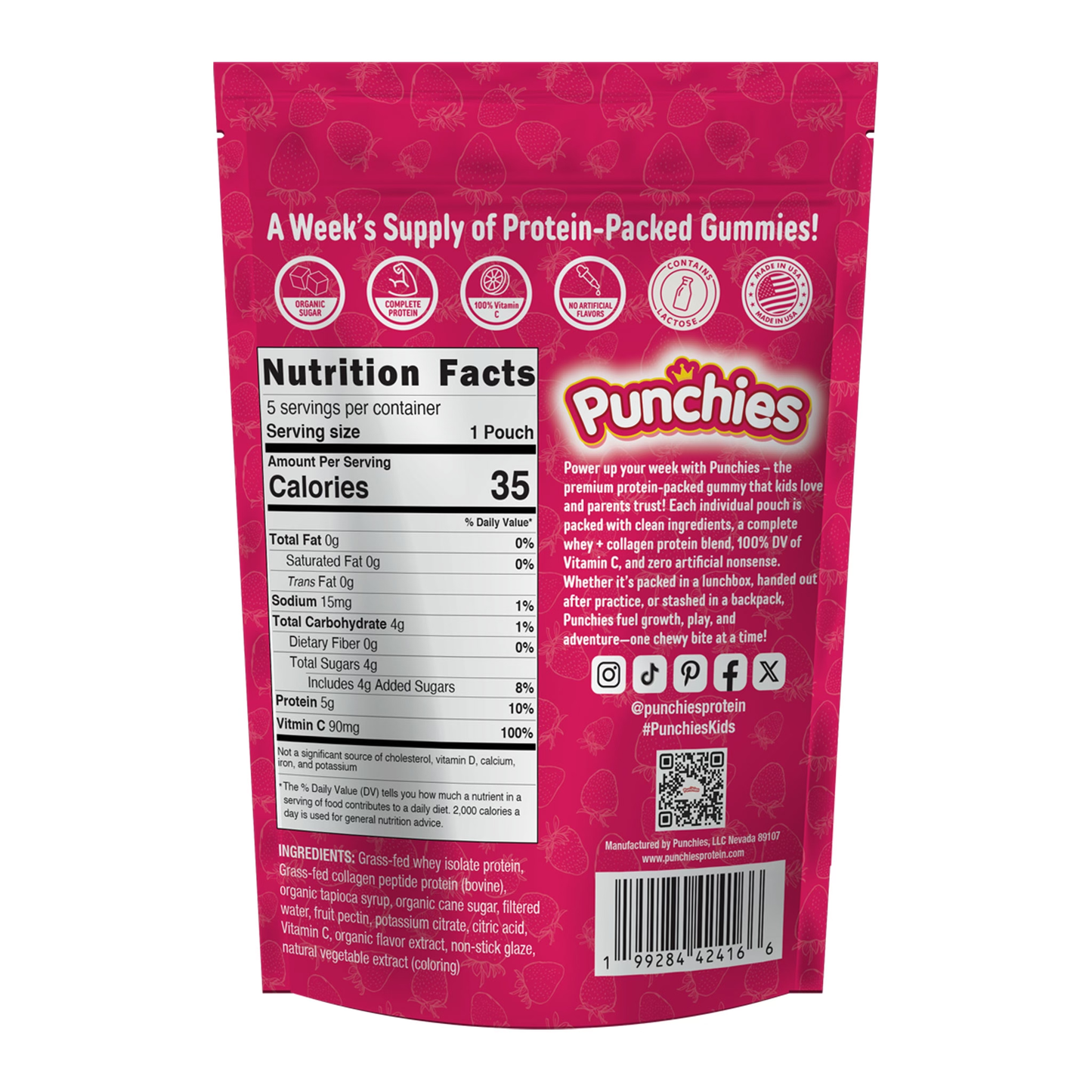 Punchies Strawberry Premium Protein Gummies 🍓 💪 🩷