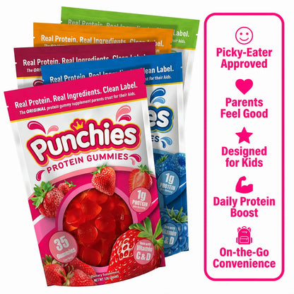 Protein Gummies for Kids | Whey, Collagen, Vitamin D, Vitamin C Punchies