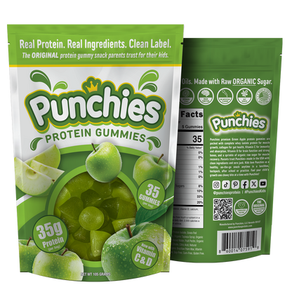 Punchies protein gummies green apple