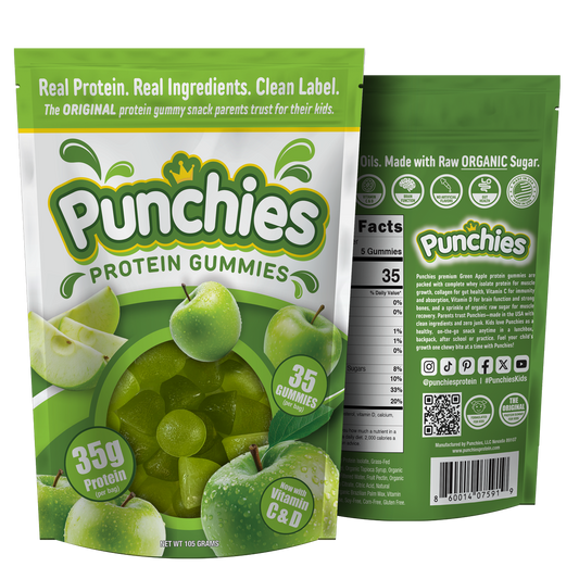 Punchies protein gummies green apple