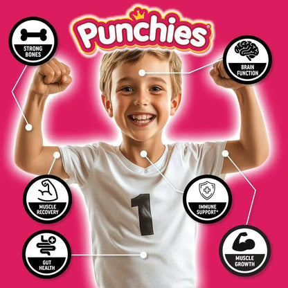 strong kid with benefits of punchies protein gummies