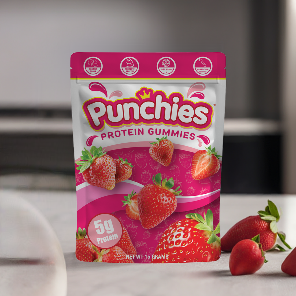 Punchies Strawberry Premium Protein Gummies for kids
