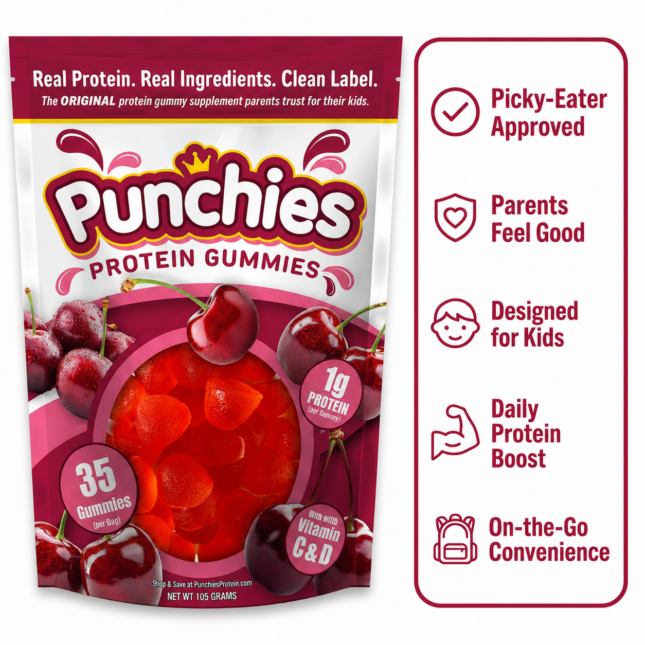 Protein Gummies for Kids | Whey, Collagen, Vitamin D, Vitamin C Punchies