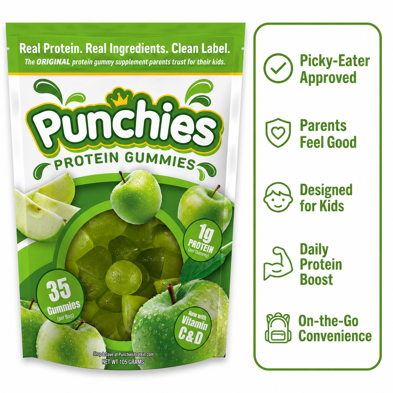 Protein Gummies for Kids | Whey, Collagen, Vitamin D, Vitamin C Punchies