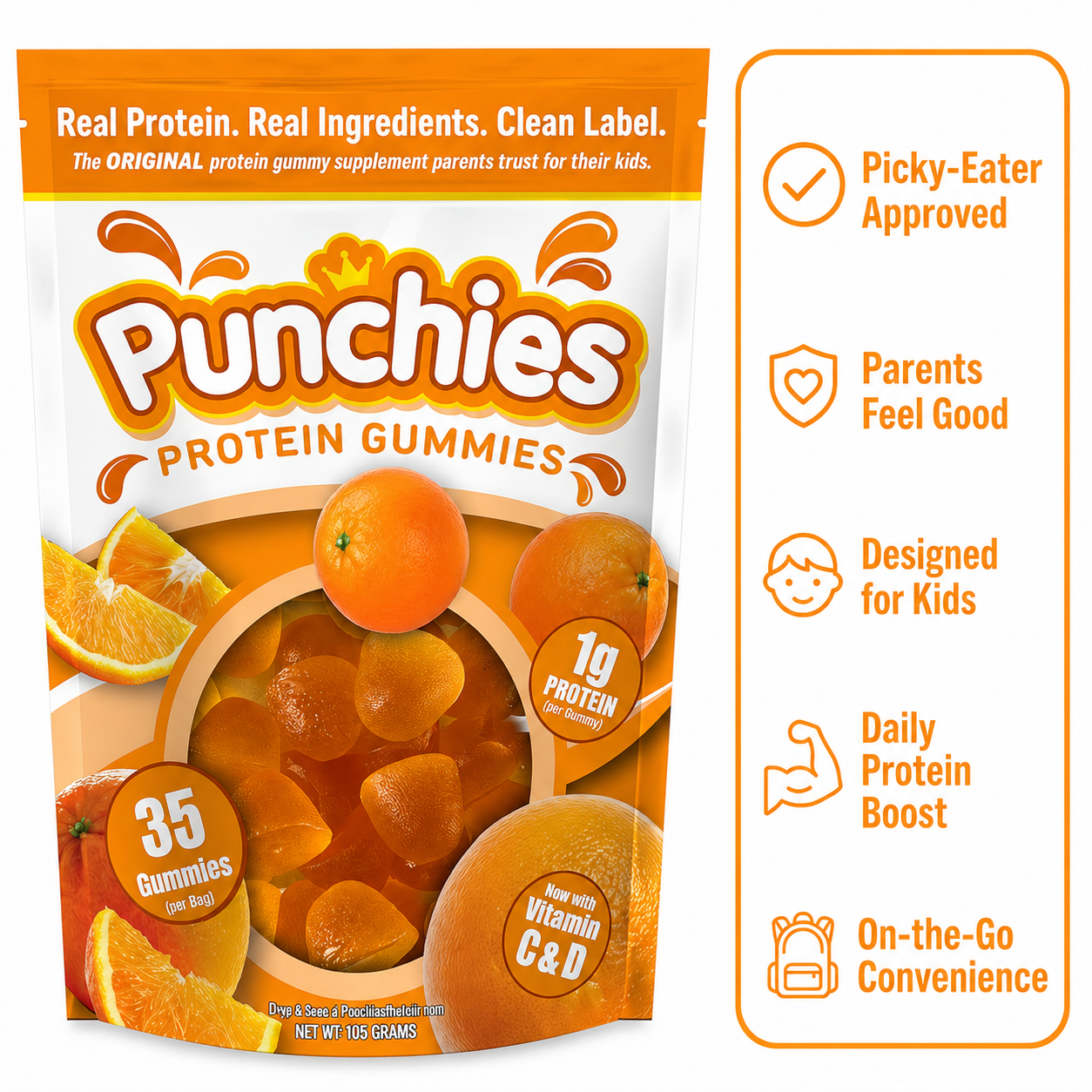 Protein Gummies for Kids | Whey, Collagen, Vitamin D, Vitamin C Punchies