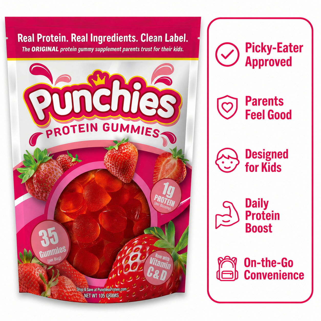 Protein Gummies for Kids | Whey, Collagen, Vitamin D, Vitamin C Punchies